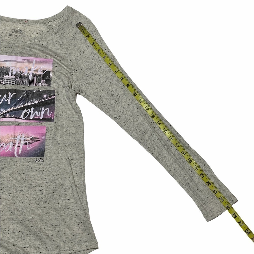 JUSTICE Girl's Gray Inspirational Graphic Long Sleeve High Low T-Shirt - Picture 8 of 12